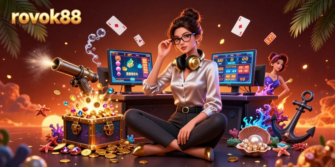 Experience the excitement of rokok88 with a dynamic digital gaming scene showcasing vibrant casino elements.