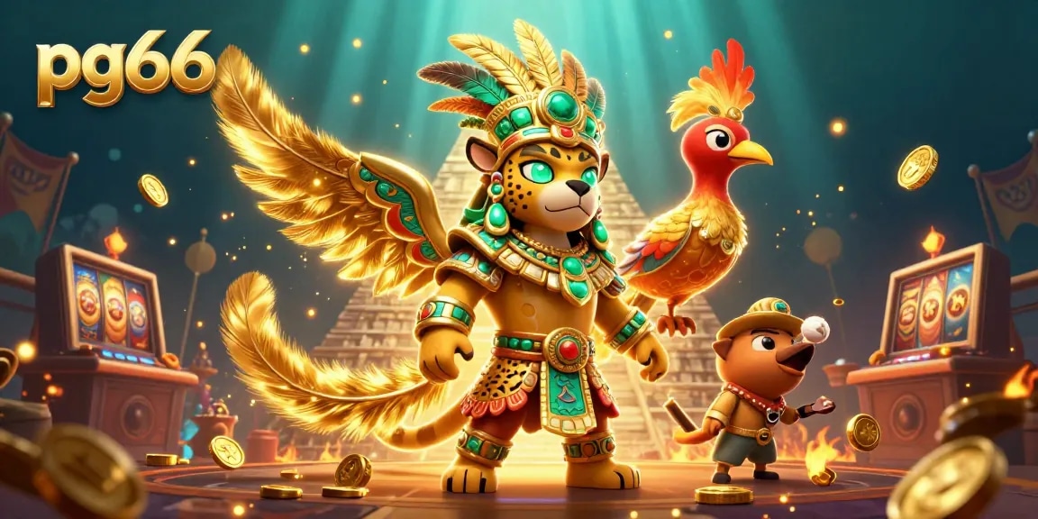 Join the thrilling action at pg66 with vibrant casino elements and a majestic Mayan priest.