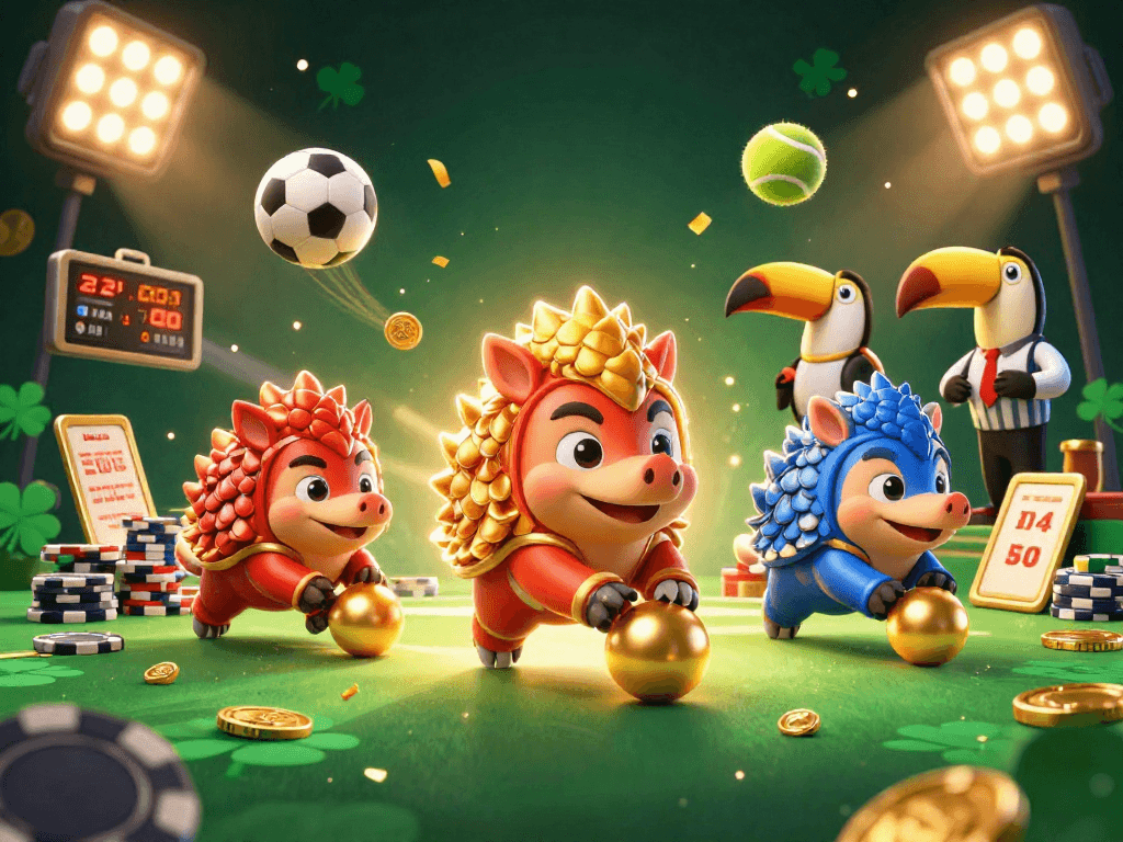 Engage in thrilling gameplay with keonhacai featuring rival pangolins and vibrant casino elements.