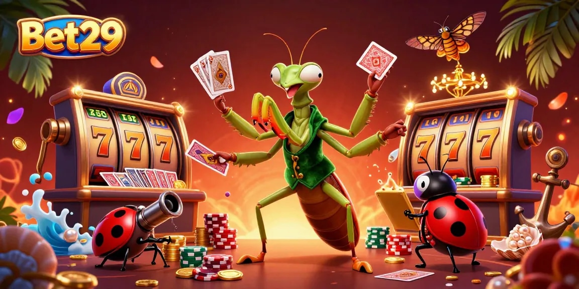 Engage in thrilling gameplay at Bet29 surrounded by dynamic characters and exciting casino elements.