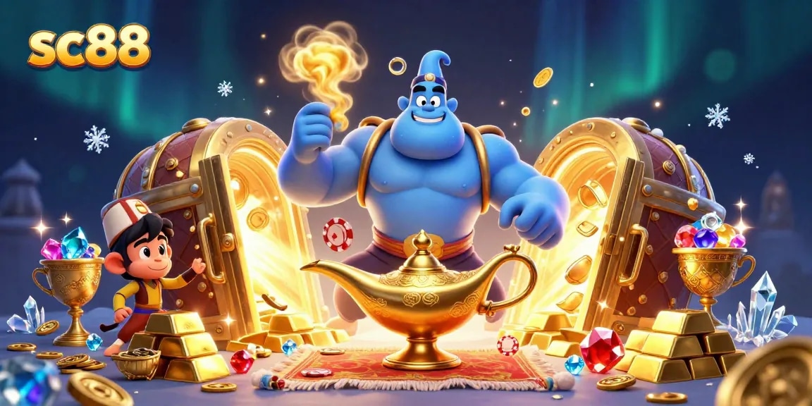 Experience sc88 through a vibrant illustration featuring magical elements and exciting casino action.