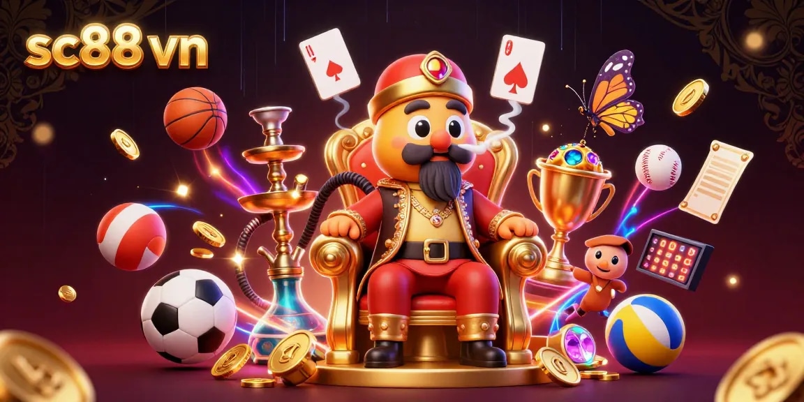 Experience thrilling gameplay at sc88 vn with a vibrant 3D casino illustration showcasing dynamic sports elements.
