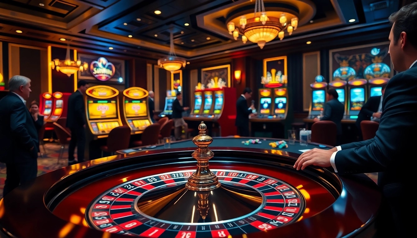 Sunwin showcases a thrilling roulette table scene with vibrant casino elements.