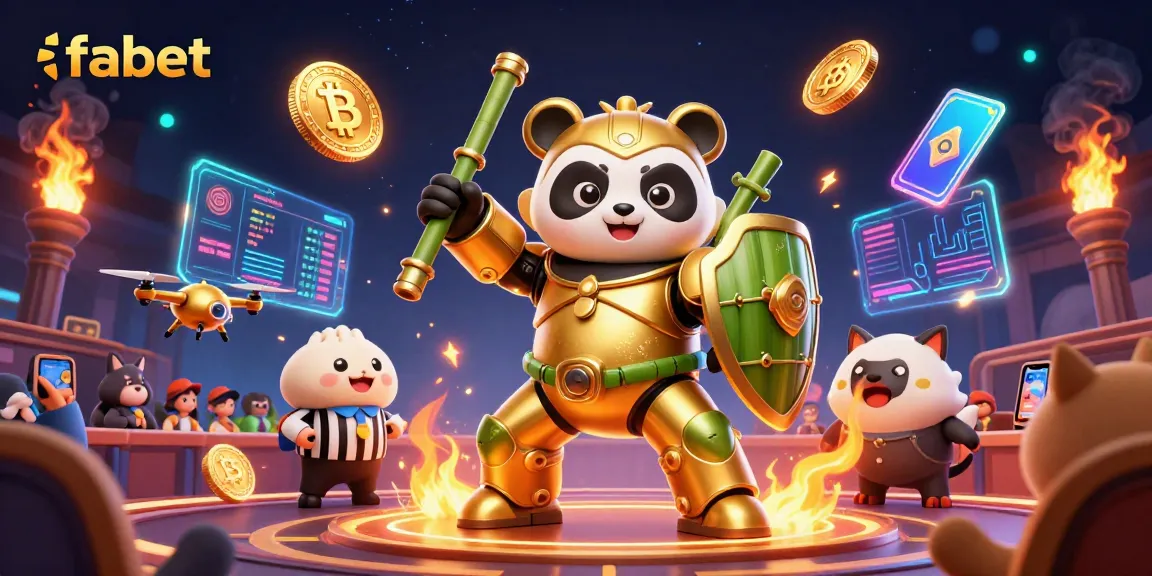 Join the fabet adventure with the mech-suit golden panda in an epic casino scene!
