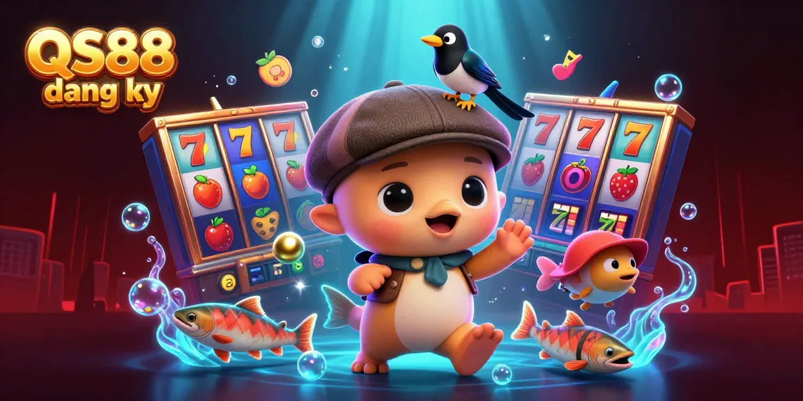 Engage in exciting slot games with QS88 dang ky featuring vibrant characters and casino elements.