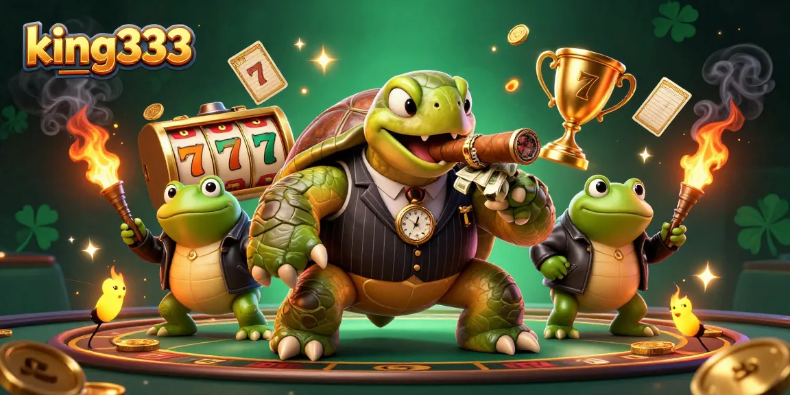 Experience the excitement of king333 with vibrant slot games, golden trophies, and thrilling casino atmosphere.