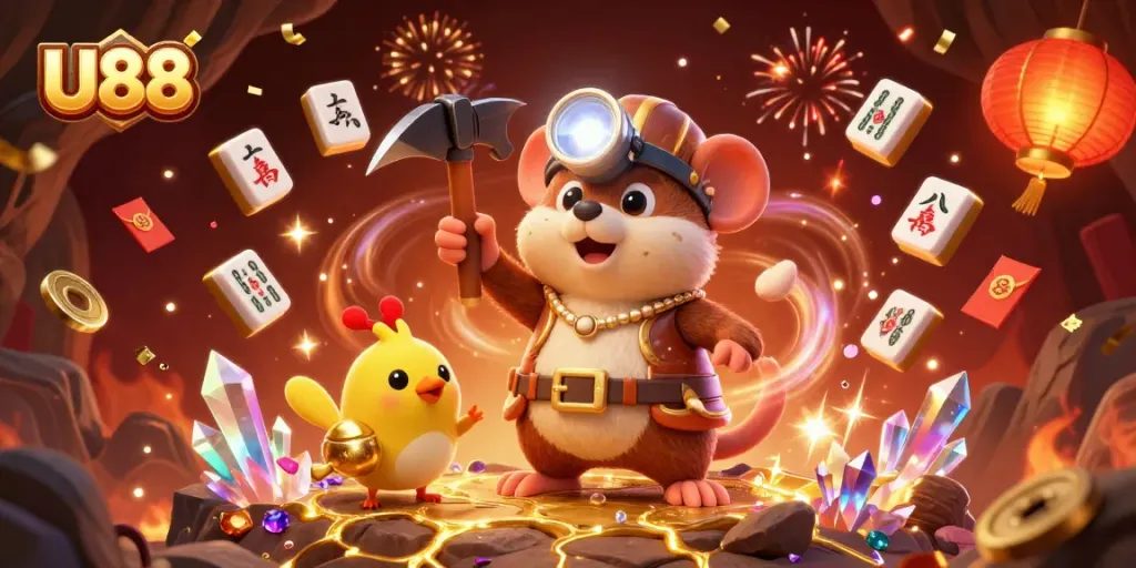 Win exciting bonuses at U88 casino while celebrating with vibrant game elements.