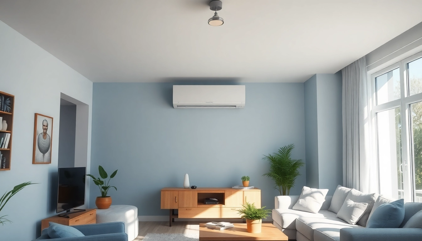 Enhance your comfort with a sleek mini split ac unit in a stylish living room setting.