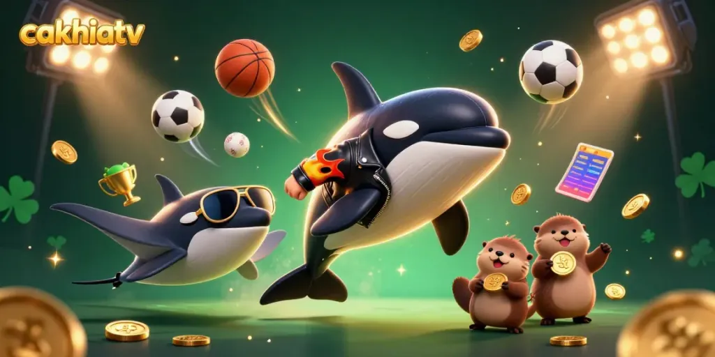Experience thundering excitement at cakhiatv with dynamic sports elements animated around playful sea creatures.