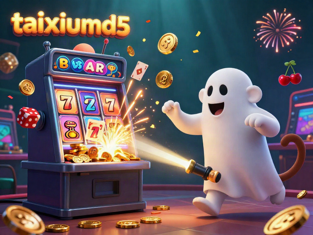 Experience thrilling gameplay at taixiumd5 with a mischievous monkey juggling golden casino elements in this detailed illustration.