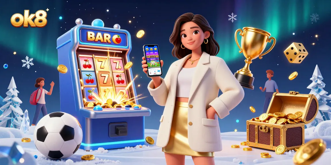 Experience the excitement of ok8 with dynamic sports betting and casino games in an engaging 3D scene.