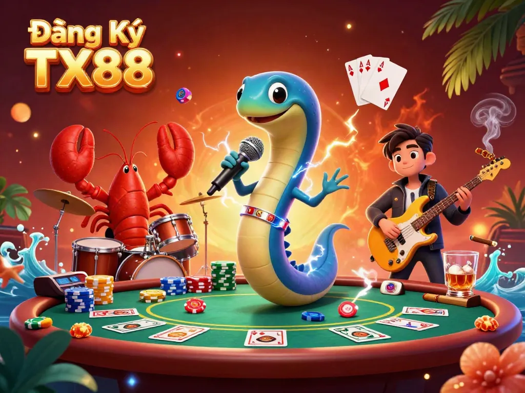 Experience Đăng Ký TX88 with a vibrant underwater casino scene featuring live elements and poker action.