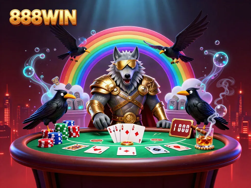 Experience the excitement of 888WIN with a vibrant scene featuring Odin and mystical elements from the online casino world.