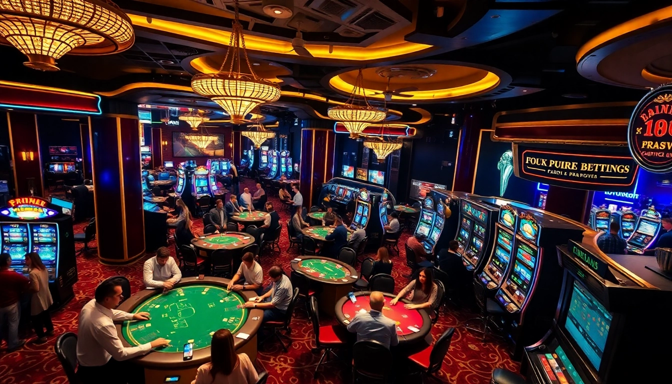 Effectuer un retrait instantané paris sportif dans un casino parisien animé, avec des joueurs autour des tables.