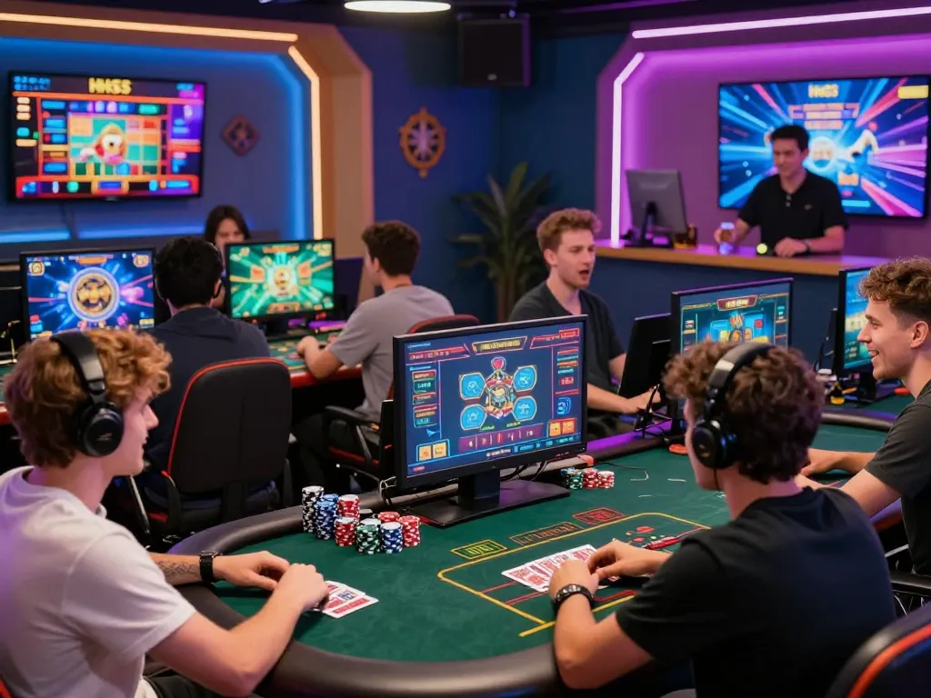 Exciting online gaming experience at HH55 with diverse players and vibrant atmosphere.