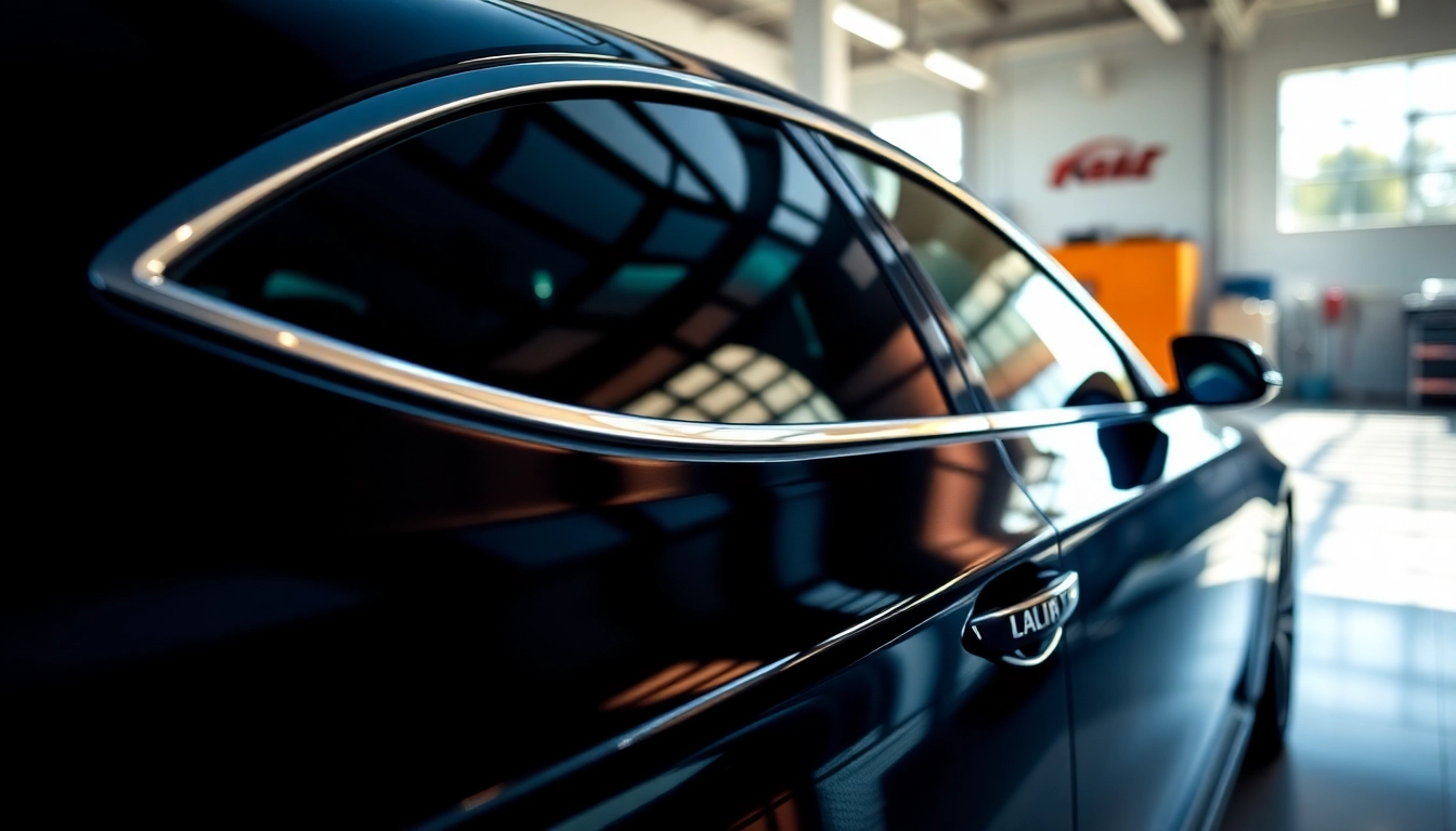 Enhance your vehicle with window tint near me, showcasing a sleek car in a sunlit garage.