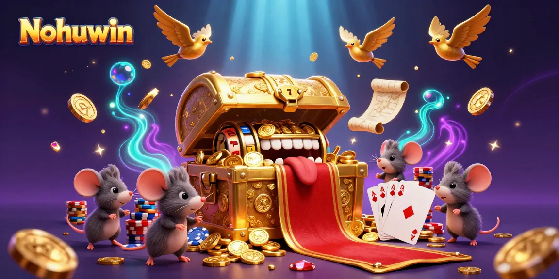 Witness the thrilling allure of Nohuwin, where adventurer mice chase fortune amidst sparkling slots and rich gaming treasures.