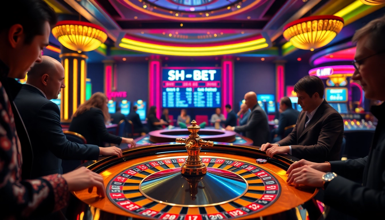 Engaged players enjoying the SH BET experience at a vibrant casino roulette table.