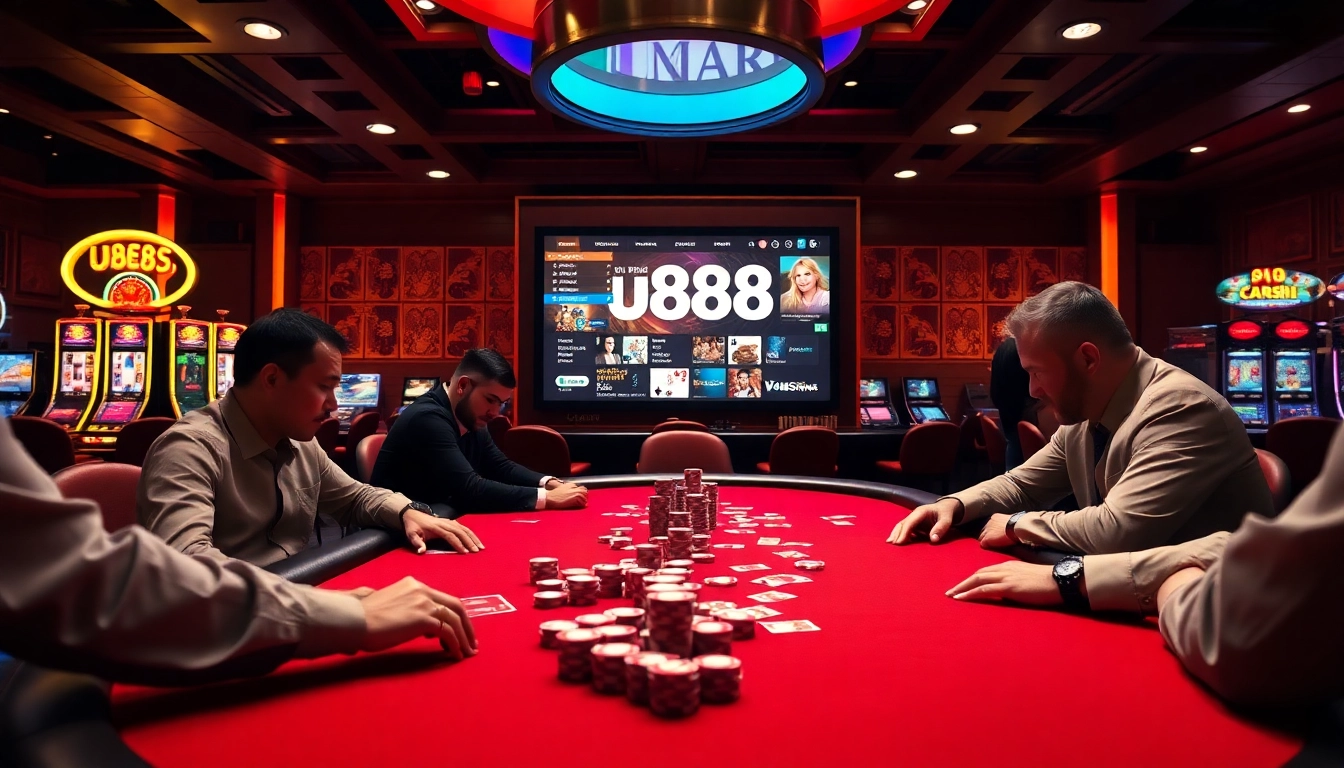 Engaging poker game scene at u8888 casino platform highlighting thrilling bets.