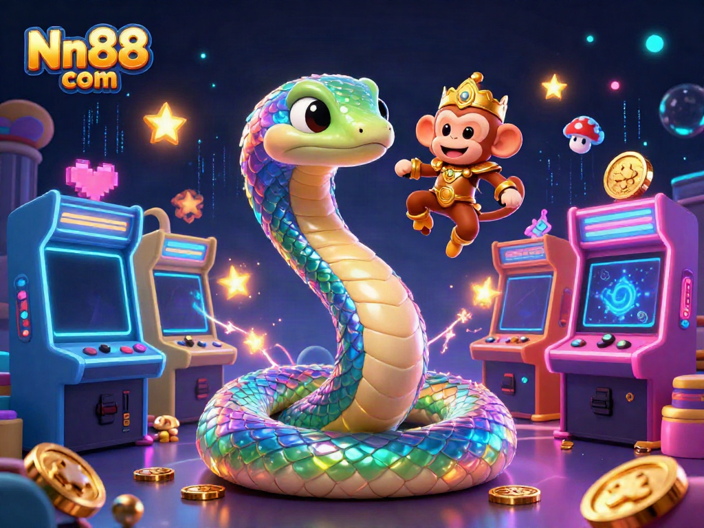 Experience exciting gameplay at Nn88 com with the vibrant rainbow serpent and playful monkey king.