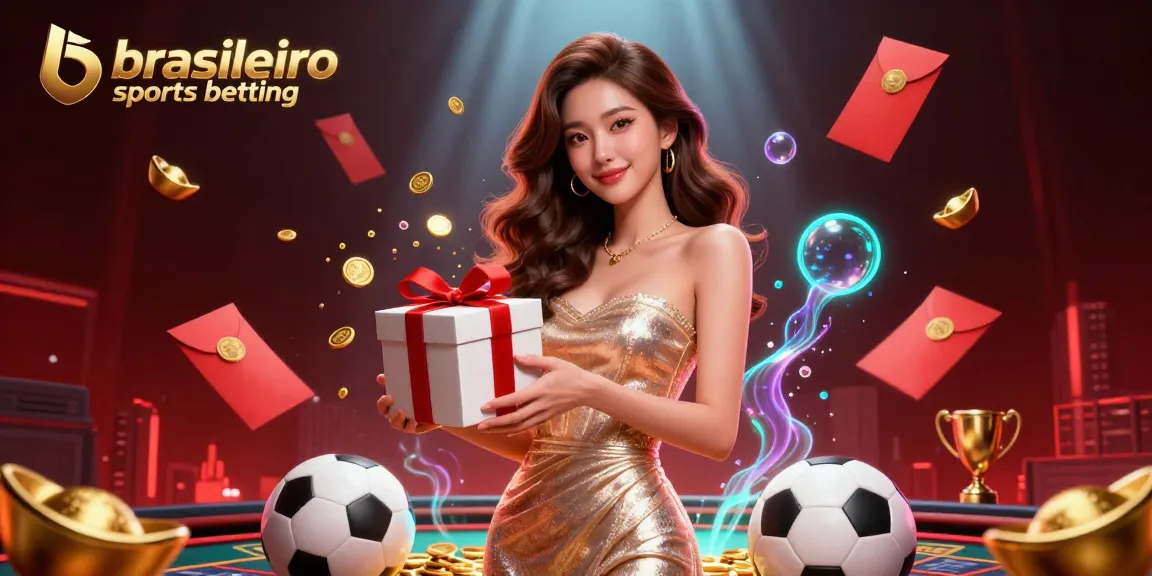 Engage in brasileiro sports betting with exciting soccer action and festive casino elements in a vibrant scene.
