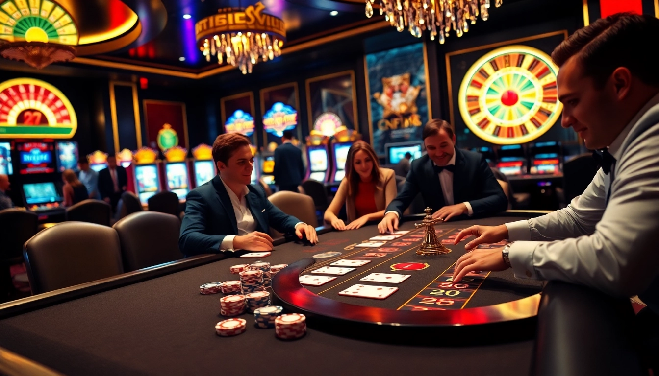 Experience lively casino action at 69 VN with players and elegant gaming tables.