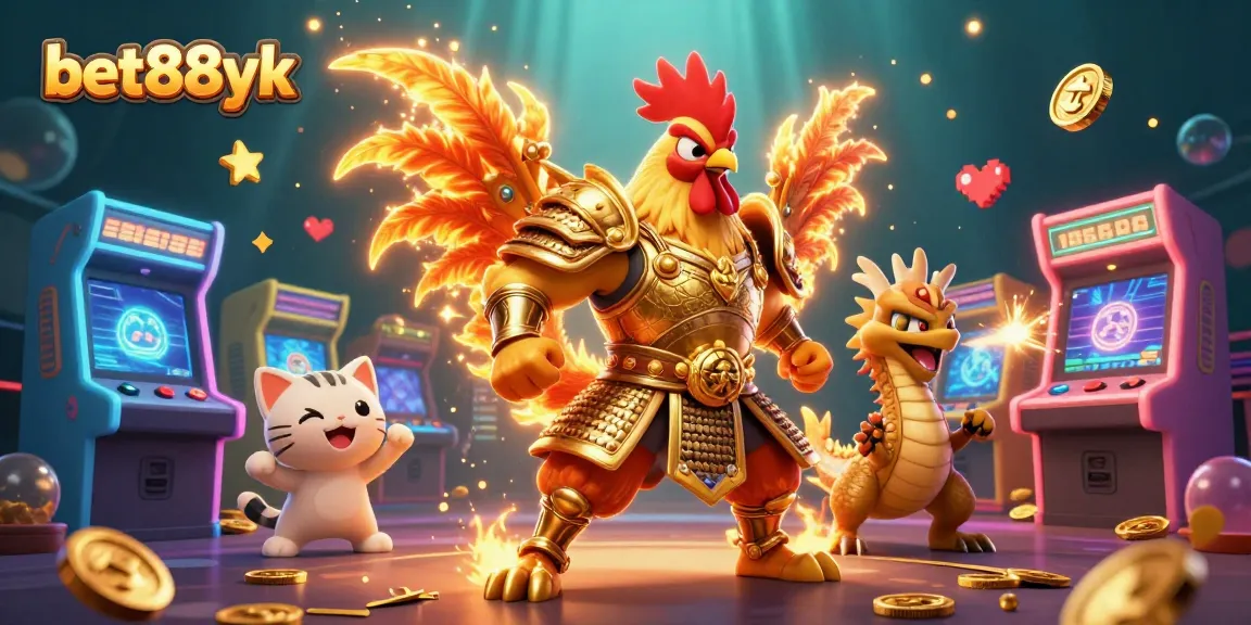 Experience action in the vibrant bet88yk casino scene with warriors and golden sparks.