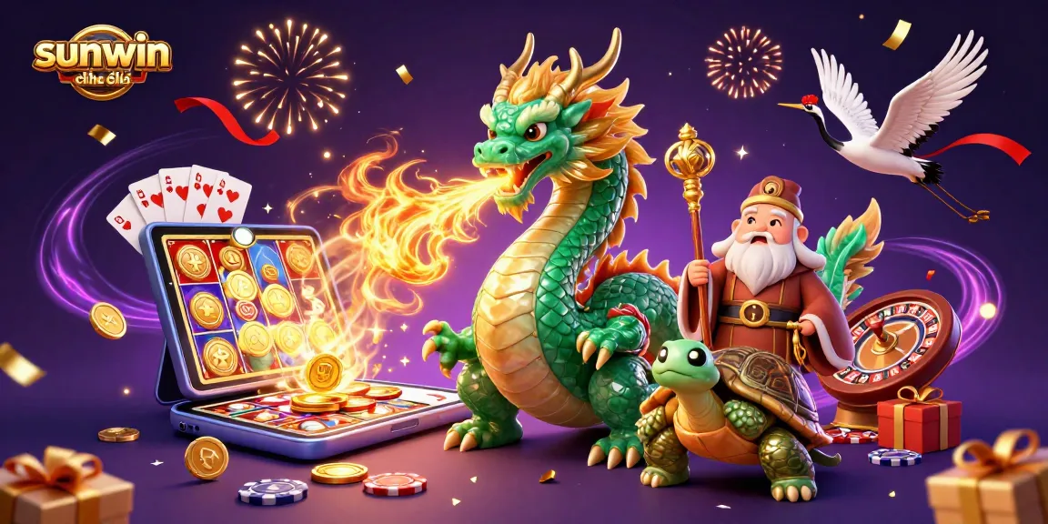 Experience the exciting sunwin chính thức casino adventure with a dragon and fortune elements.