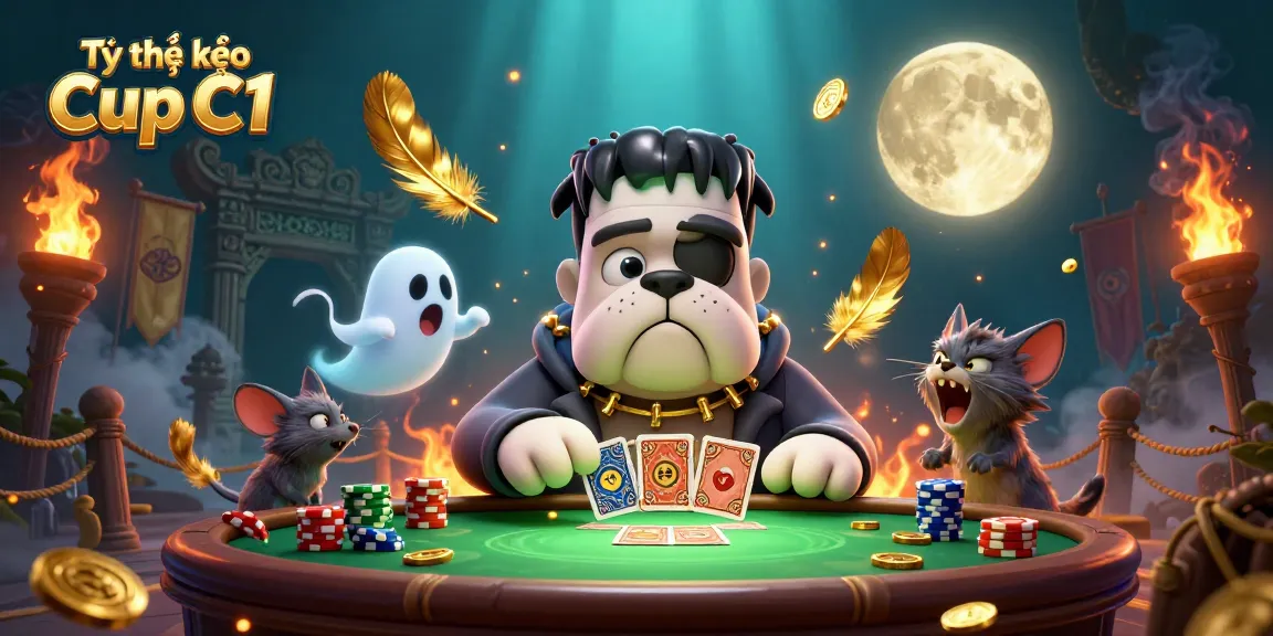 Experience Tỷ lệ kèo Cup C1 with lively characters in a vibrant casino scene, betting on thrilling games.