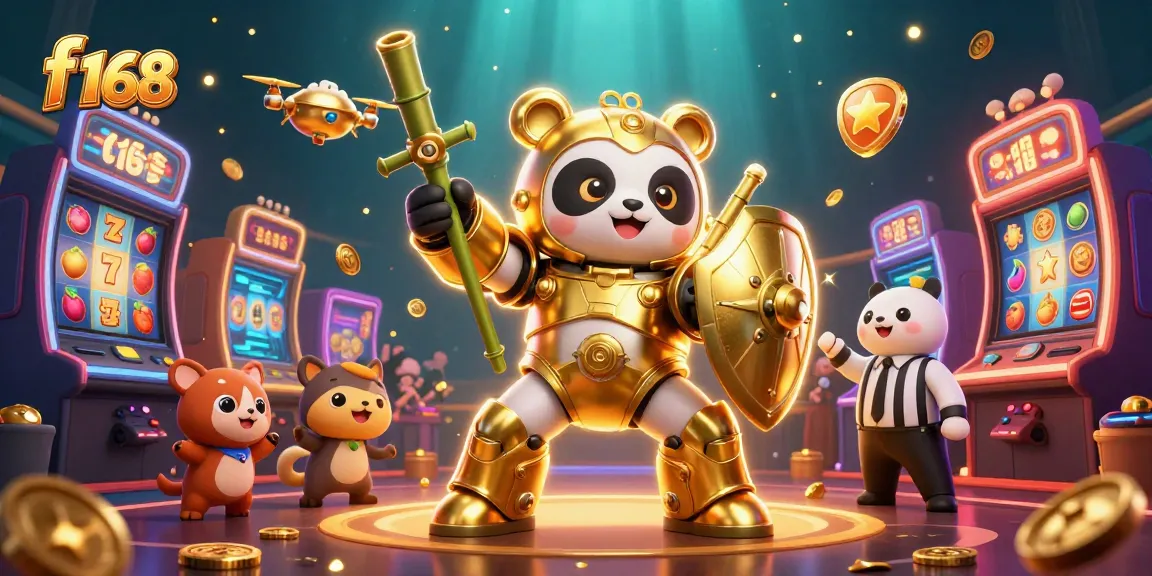 Experience vibrant casino action with the f 168 golden panda and lively slot machine atmosphere.