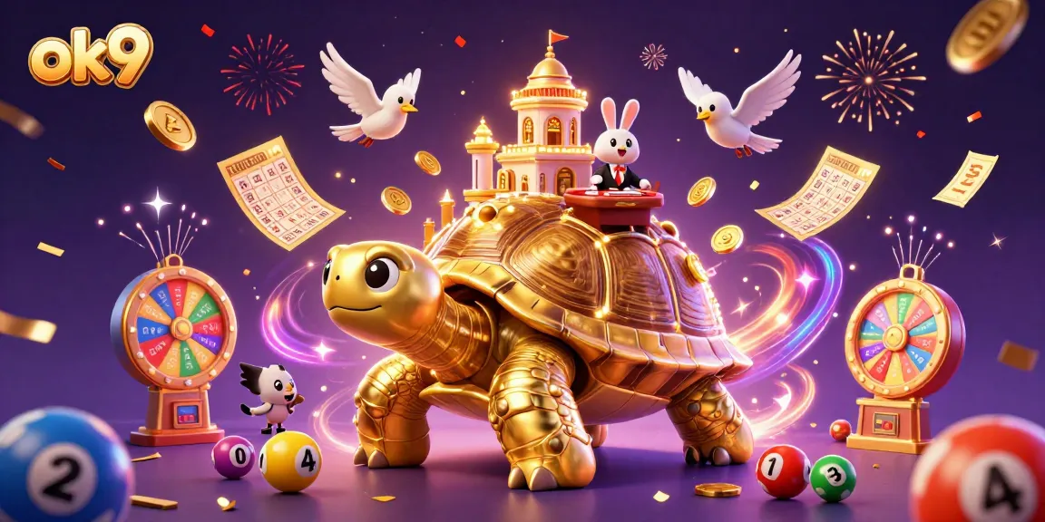 Experience exciting gambling with ok9 in this vibrant 3D illustration featuring casino elements.