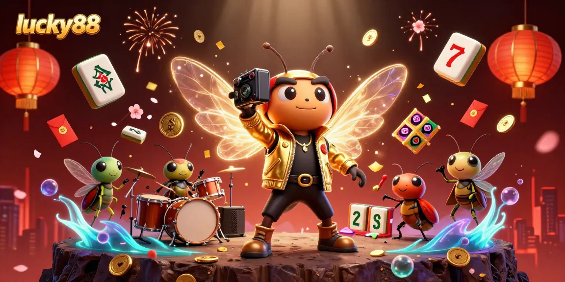 Join the lucky88 rockstar adventure with vibrant casino-themed elements in this dynamic illustration