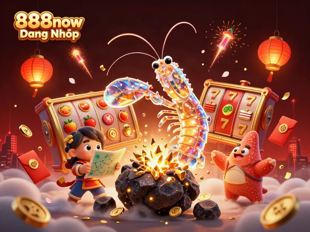 Experience excitement with 888now Đăng Nhập in a vibrant casino scene filled with jackpots and dynamic symbols.