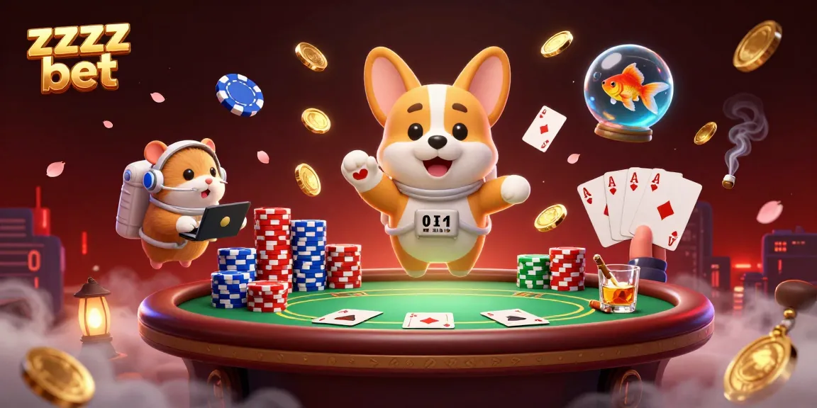Participe das promoções do zzzz bet enquanto um corgi astronauta flutua em um cassino espacial.