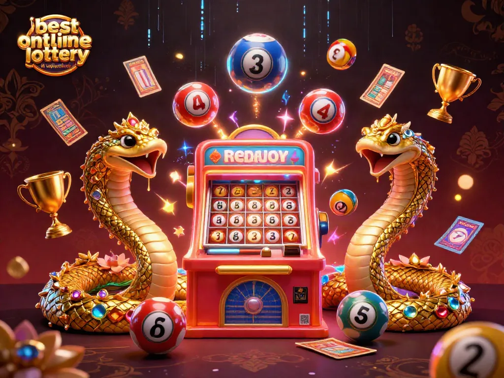 Engage with the best online lottery at usplayercheck featuring a vibrant lottery machine surrounded by numbers and game elements.