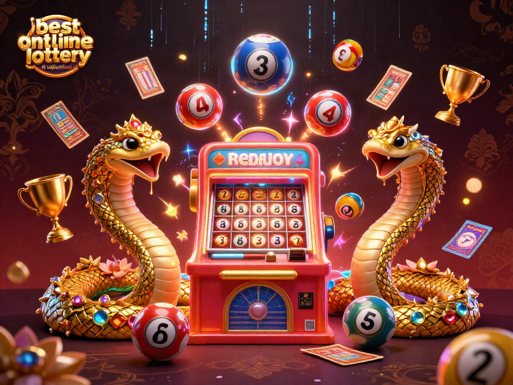 Engage with the best online lottery at usplayercheck featuring a vibrant lottery machine surrounded by numbers and game elements.