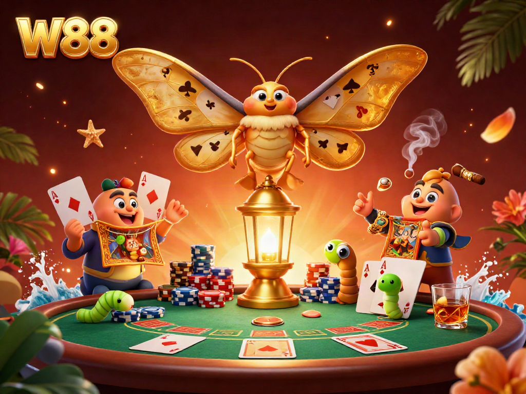 W88 showcases winning strategies with vibrant 3D casino elements, enhancing player engagement.