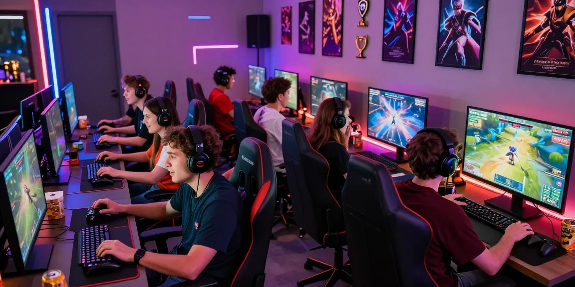 Group of gamers enjoying an exciting rokok88 multiplayer session in a vibrant gaming setup.