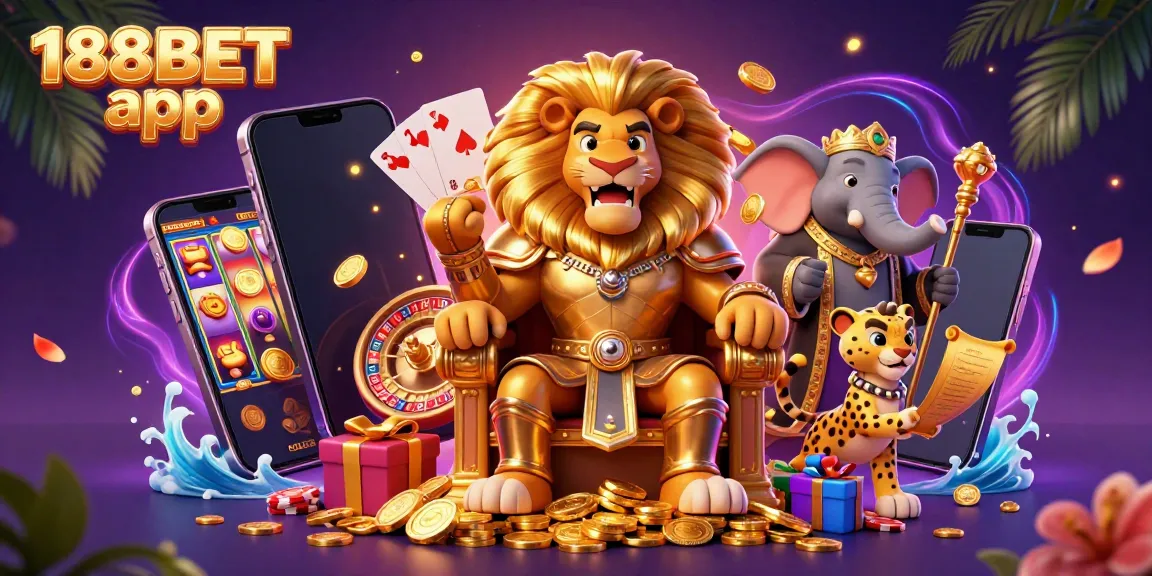 Experience the excitement of the 188BET app with a vibrant scene filled with gaming elements and dynamic characters.