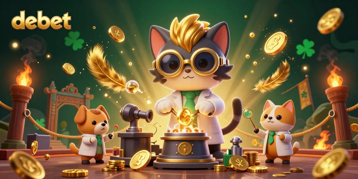 Experience debet excitement with a lively 3D scene of a mad scientist cat and loyal dog amidst a gambling lab.