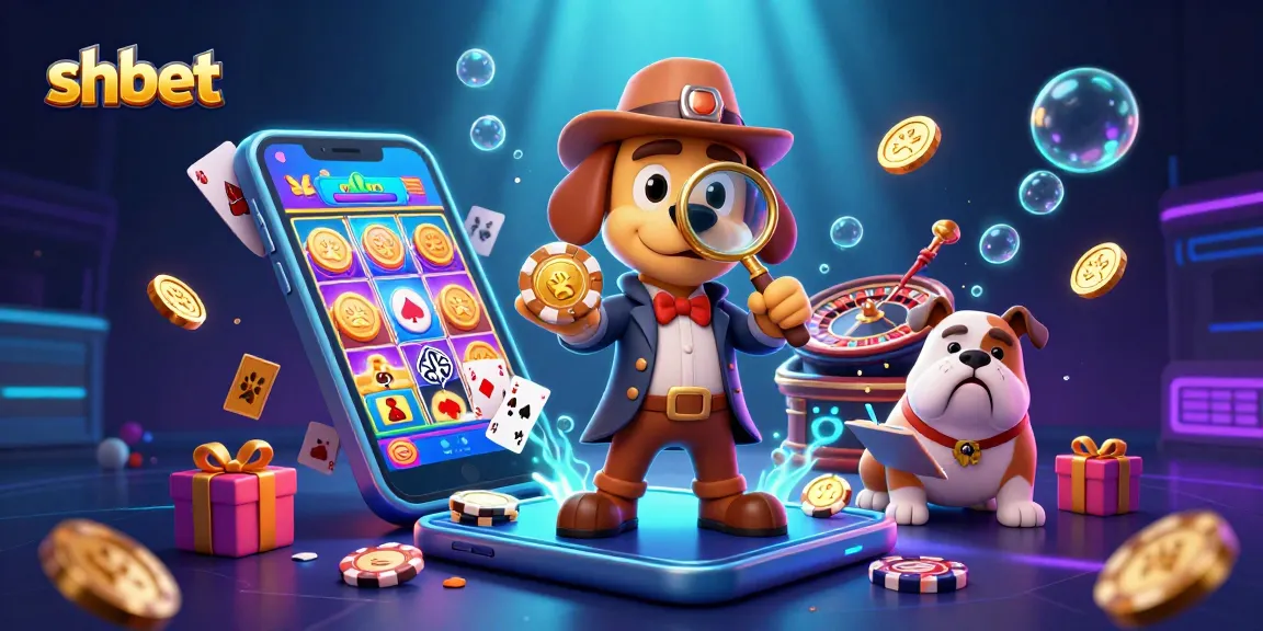 Engage with shbet through a vibrant 3D casino scene showcasing a detective and bulldog in action.