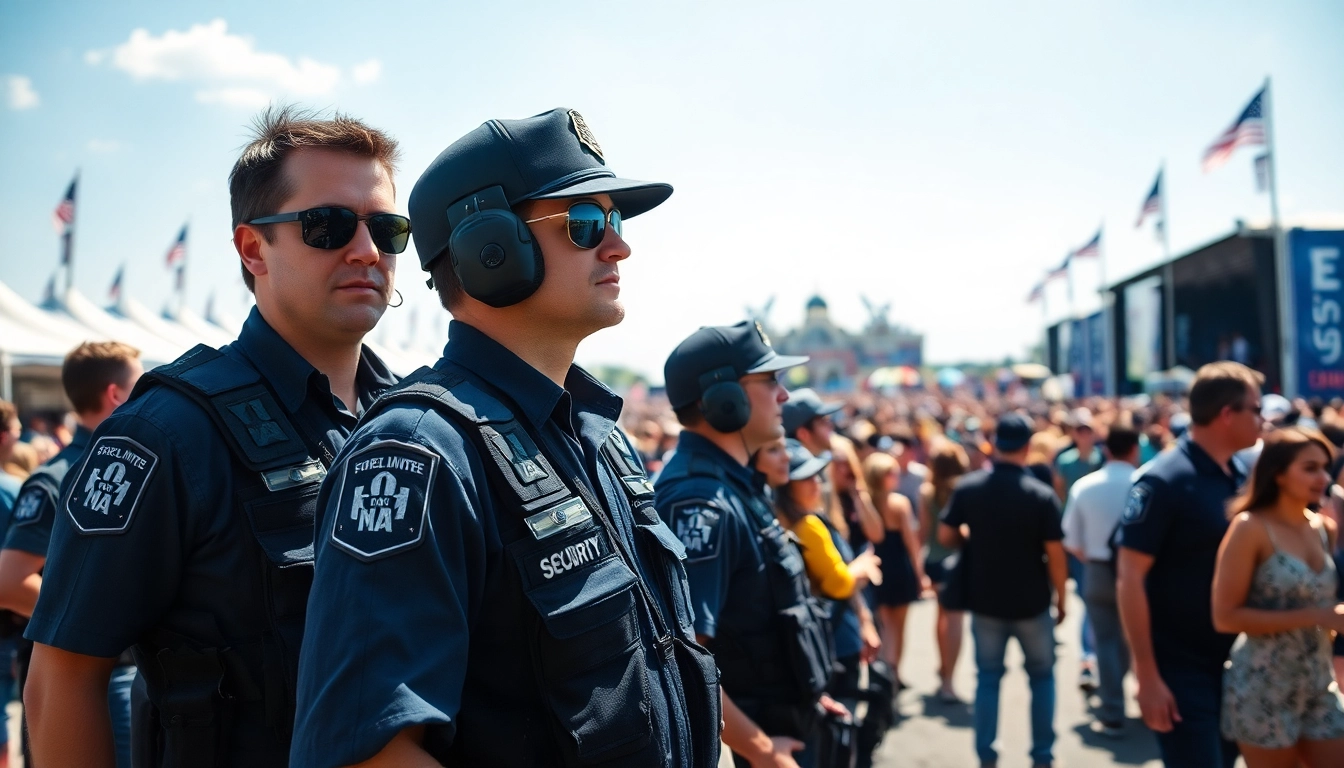 Event Security team ensuring safety at a large gathering, showcasing professionalism and vigilance.
