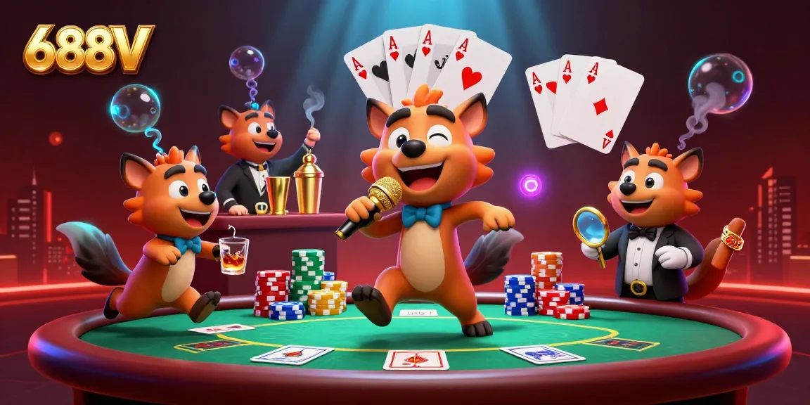 Enjoy the vibrant atmosphere of 688V's comedy casino, featuring hyenas in action.