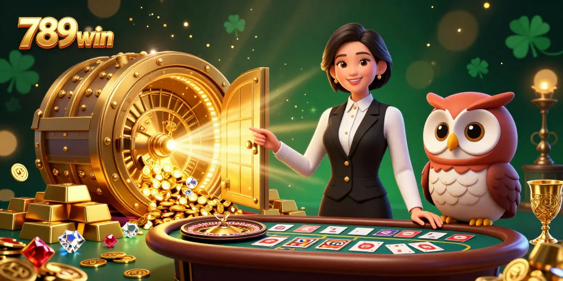 Experience the excitement of 789win with a vibrant online casino illustration featuring dealers and dynamic game elements.