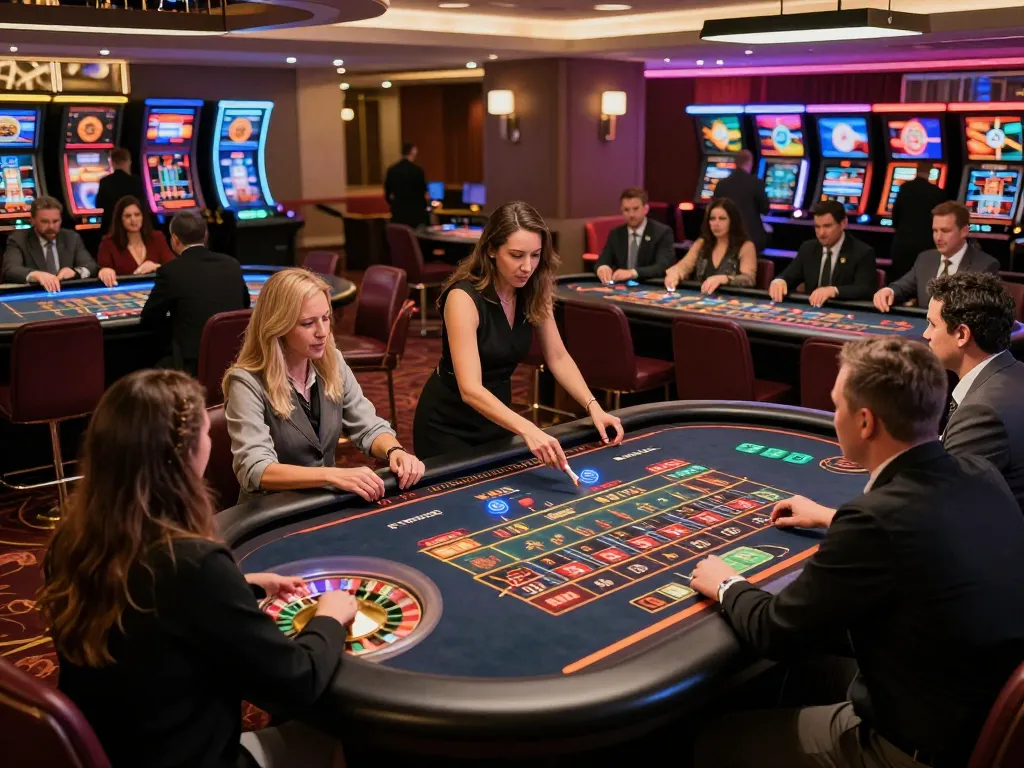 Experience the excitement at 789win link mới with roulette and player interactions in a vibrant casino.