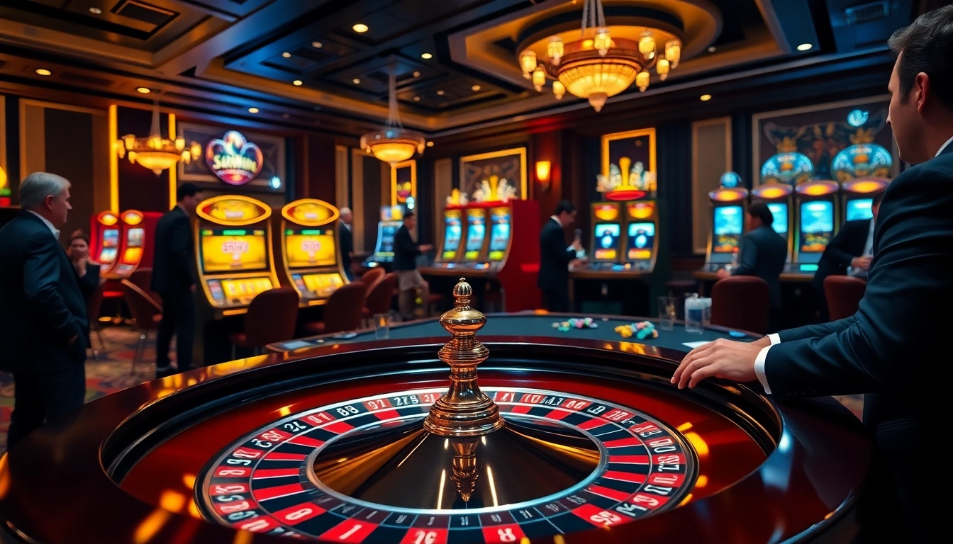 Sunwin showcases a thrilling roulette table scene with vibrant casino elements.