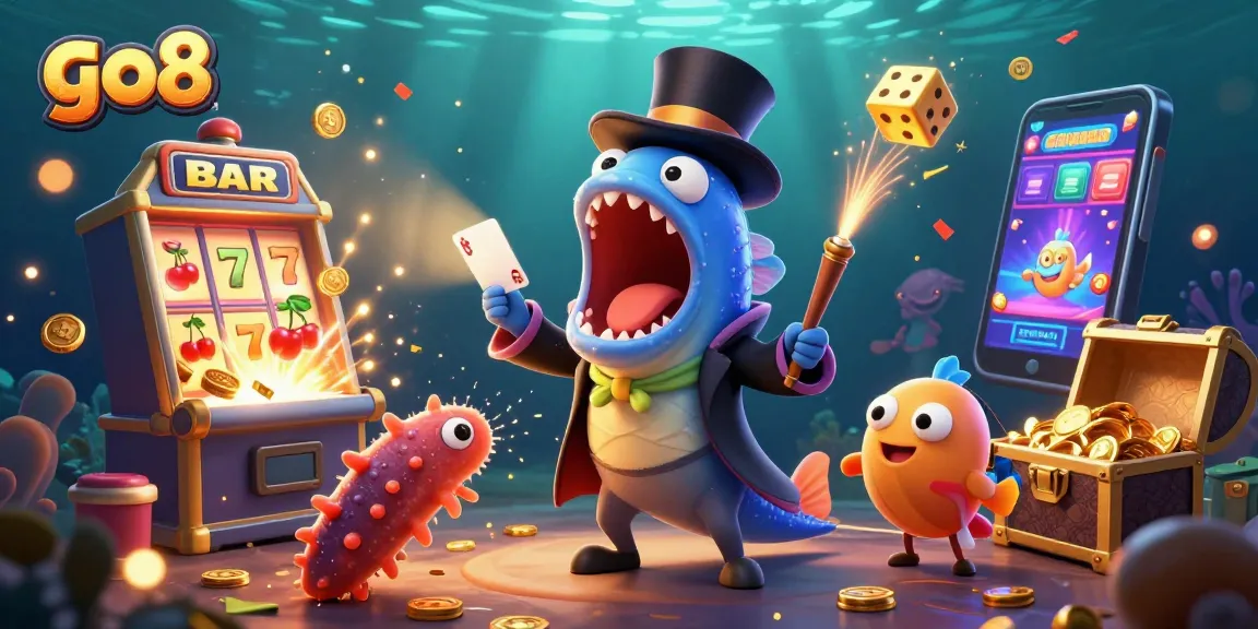 Engage in thrilling gaming at GO8 with dynamic casino elements exploding around captivating sea creatures.
