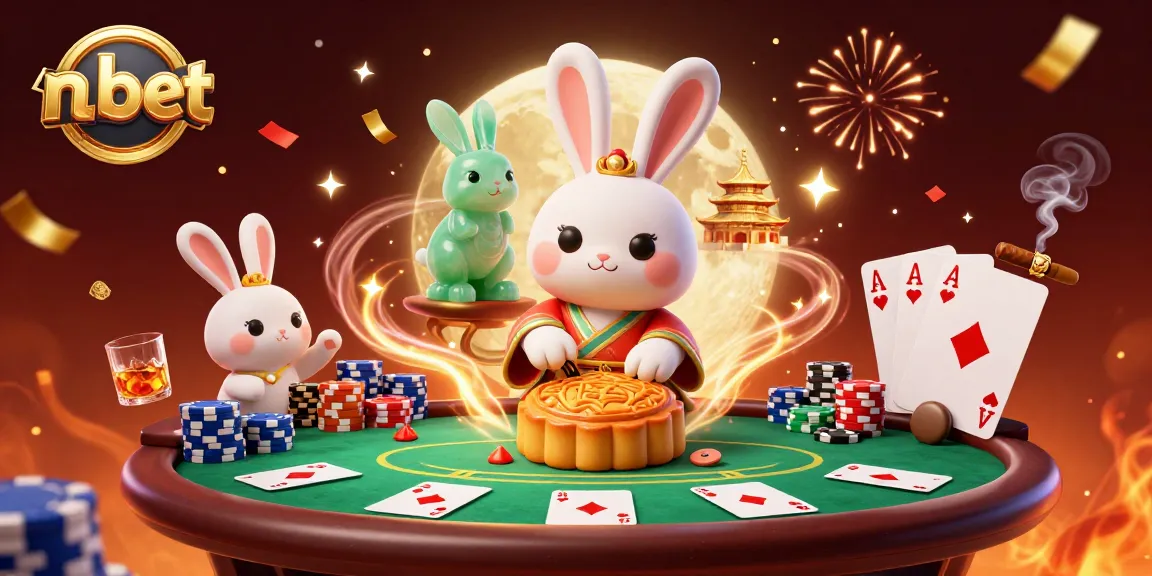 Experience the thrill of n bet as the moon rabbit reveals poker chips in a magical casino scene.